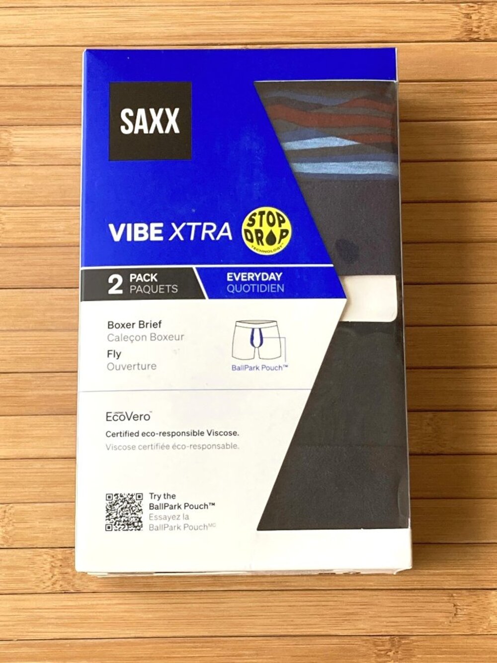 SAXX Vibe Xtra Boxer Brief Fly 2-Pack Mens Large L Rough Terrain/Black NEW